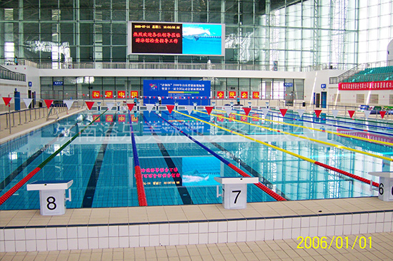 济南奥体中心游泳馆，泳池工程全面完工